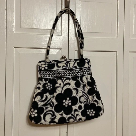 Vera Bradley snap closure purse 12x14x4. Black and white - Picture 1 of 4